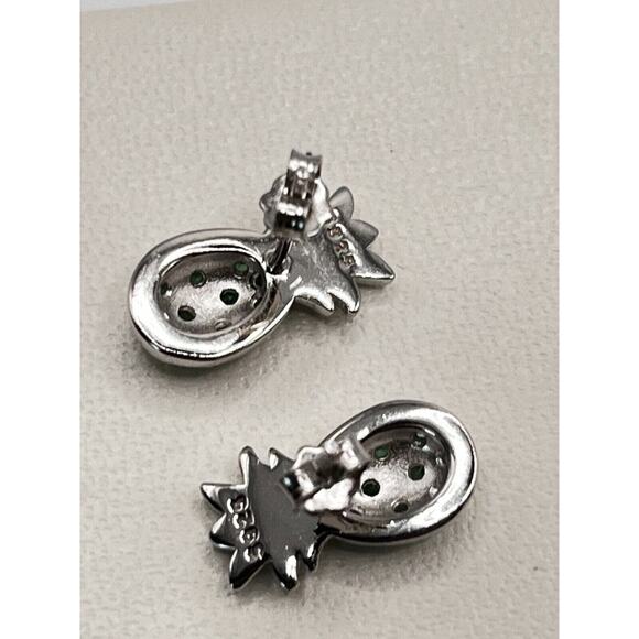 925 Sterling Silver Hawaiian Pineapple Green Synthetic Opal - Picture 4 of 4